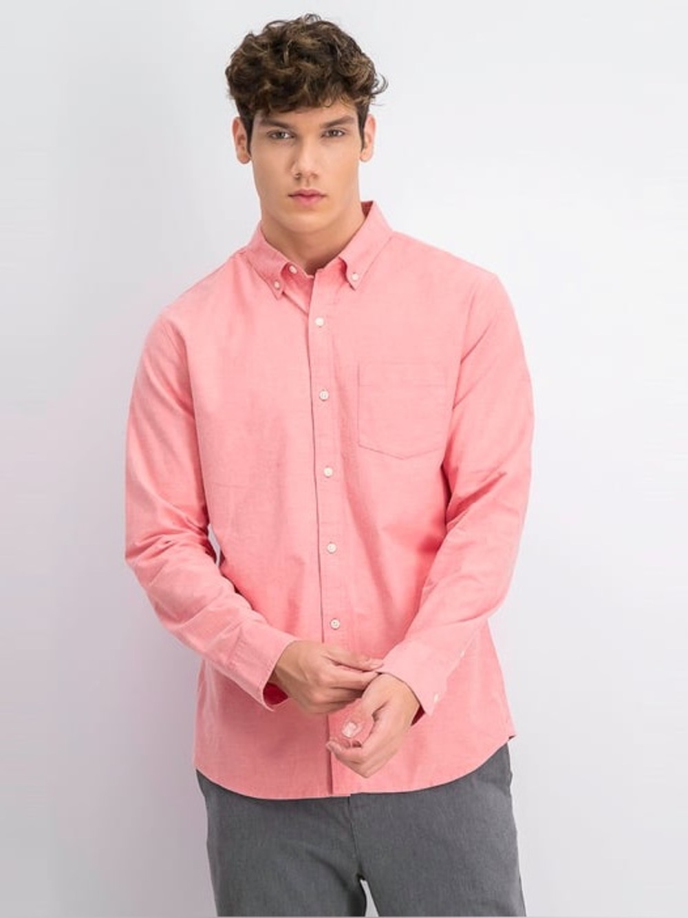 Hawker Rye Pink Long Sleeve Button Down Shirt Size Medium Short EUC